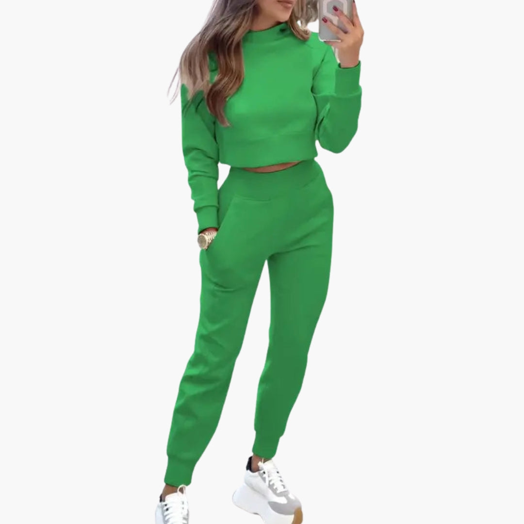 Damen Zweiteiler mit Rundhalsausschnitt Pullover