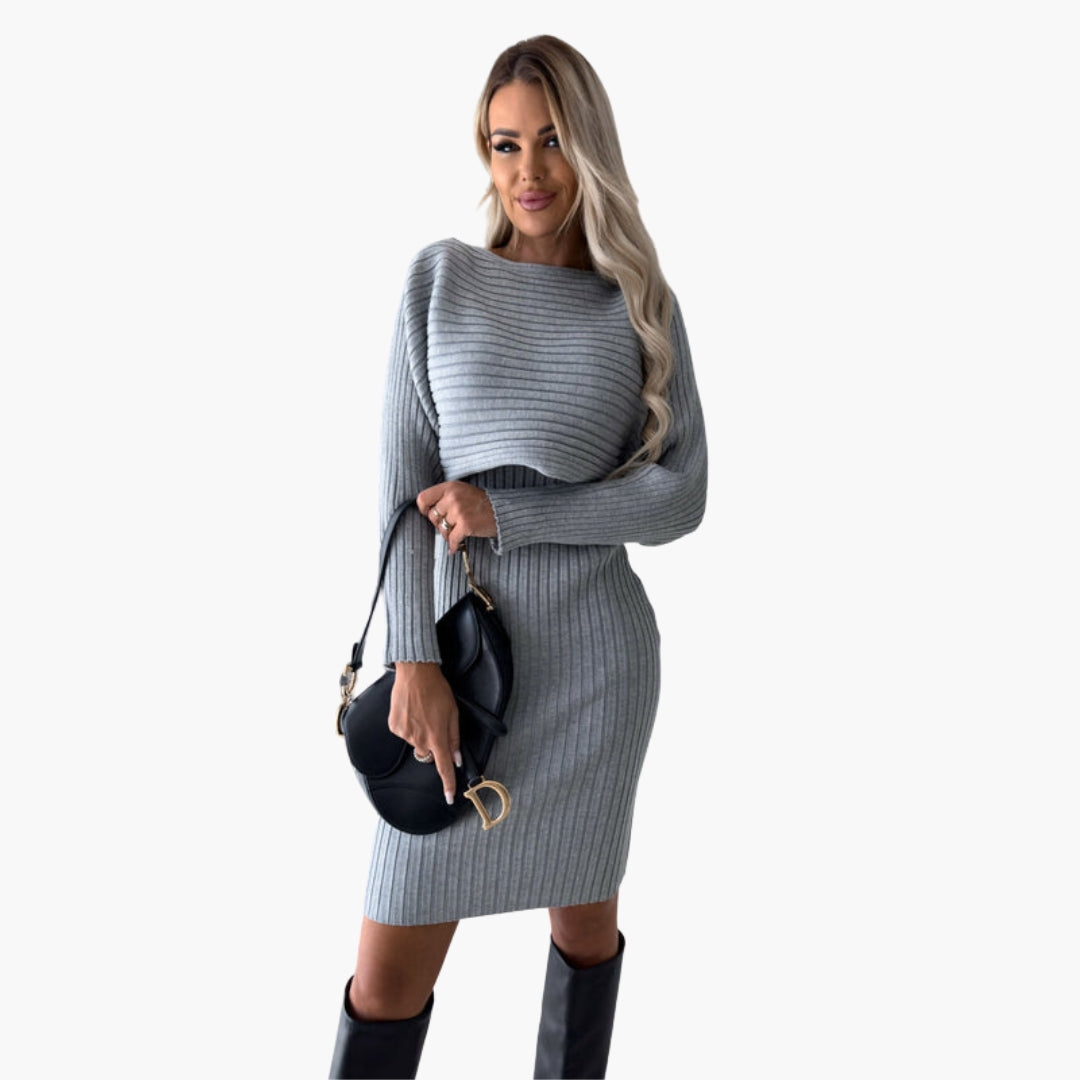Conjunto feminino de duas peças com vestido sem mangas