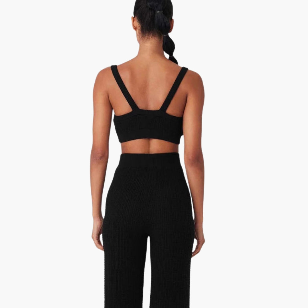 Women's ribbed knit set with cropped top
