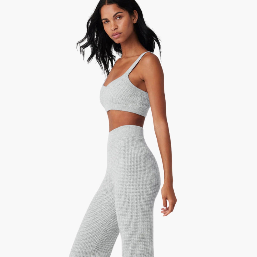 Women's ribbed knit set with cropped top