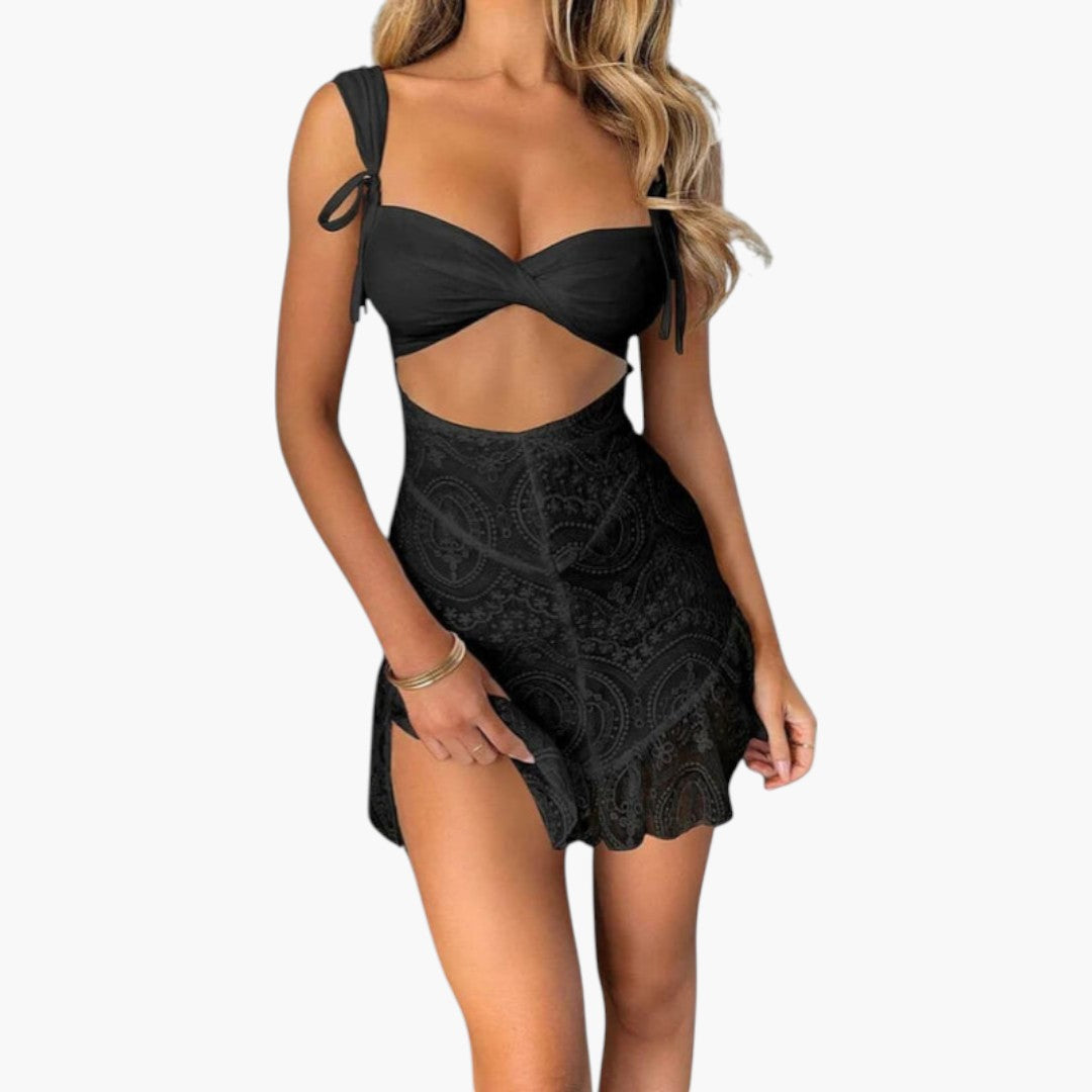 Completo donna in due pezzi con gonna in pizzo