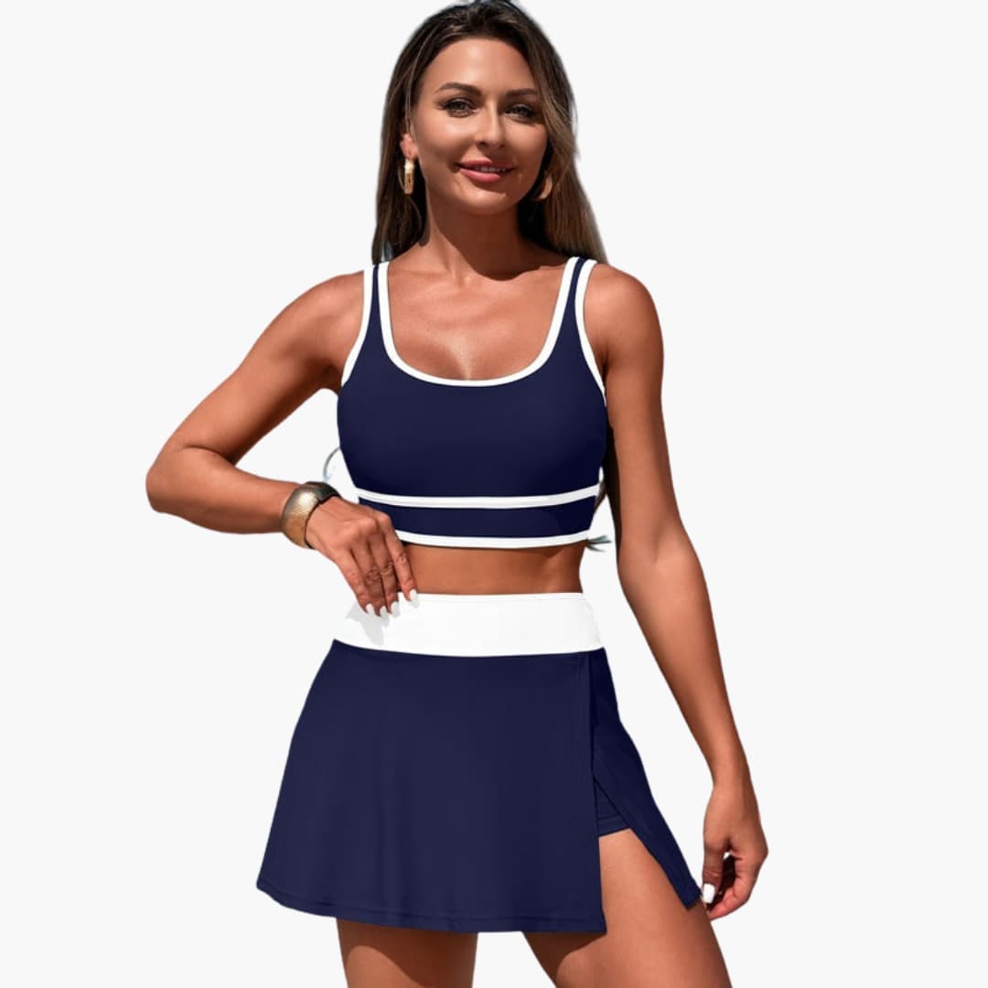Completo gonna da bagno donna con vita elasticizzata
