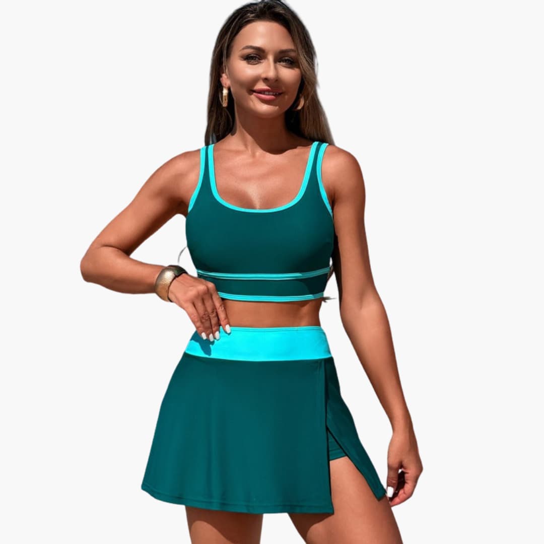Completo gonna da bagno donna con vita elasticizzata