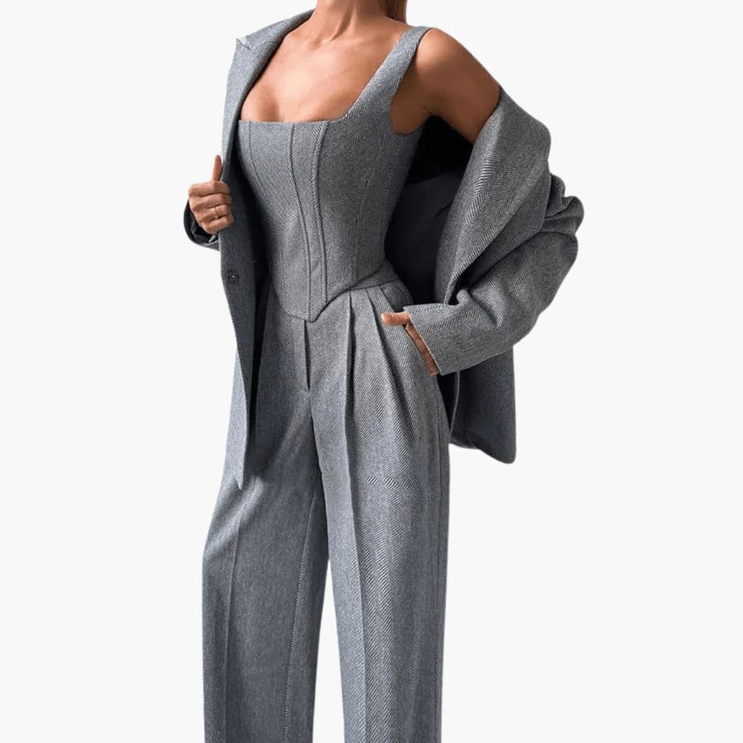 Ensemble pantalon femme avec veste corset