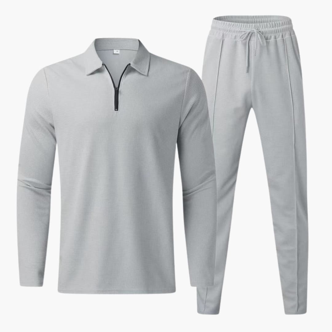 Ensemble polo manches longues et pantalon sweat homme à coupe droite