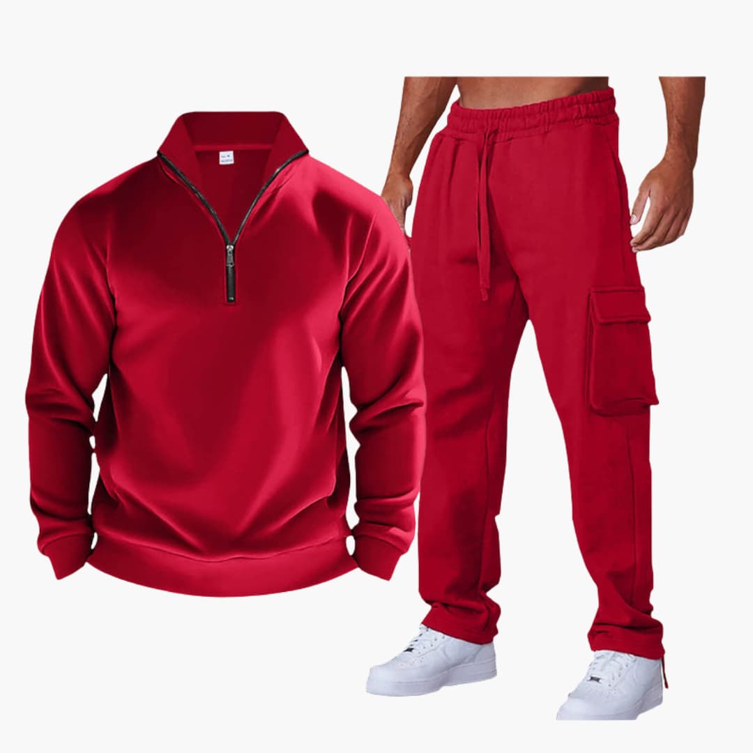 Ensemble sportswear homme avec col zippé et poches latérales