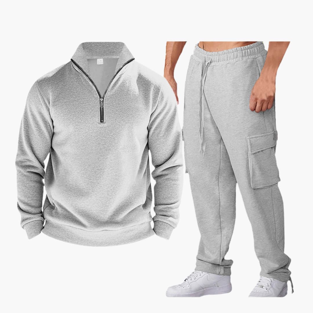 Ensemble sportswear homme avec col zippé et poches latérales