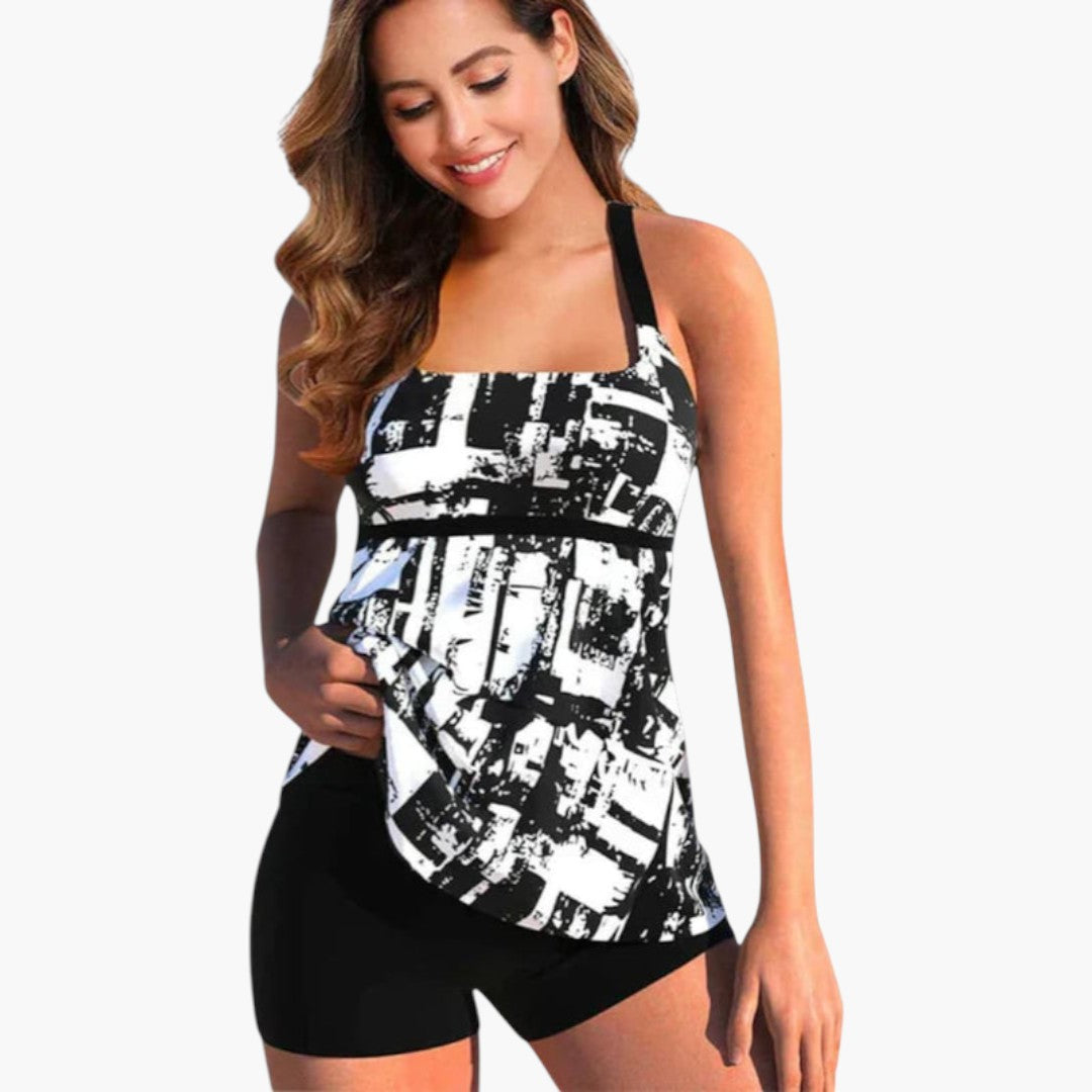 Completo tankini da donna con top stampato