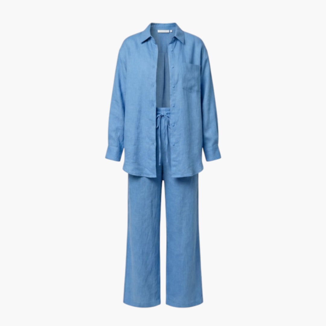 Ensemble tenue femmes a chemise ample et pantalon large