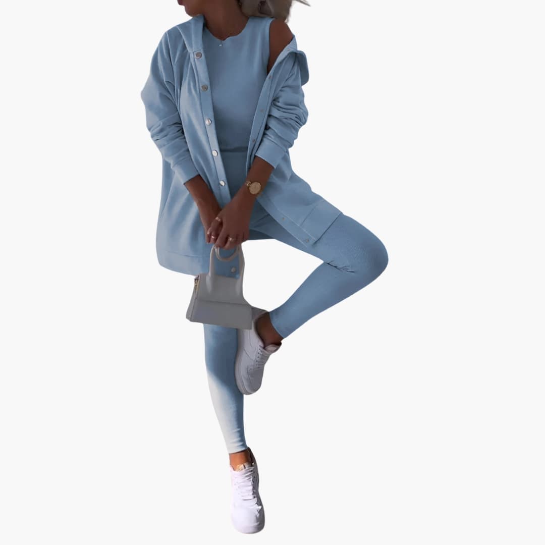Damen Dreiteiliges Ensemble mit langem Hemd und enger Hose