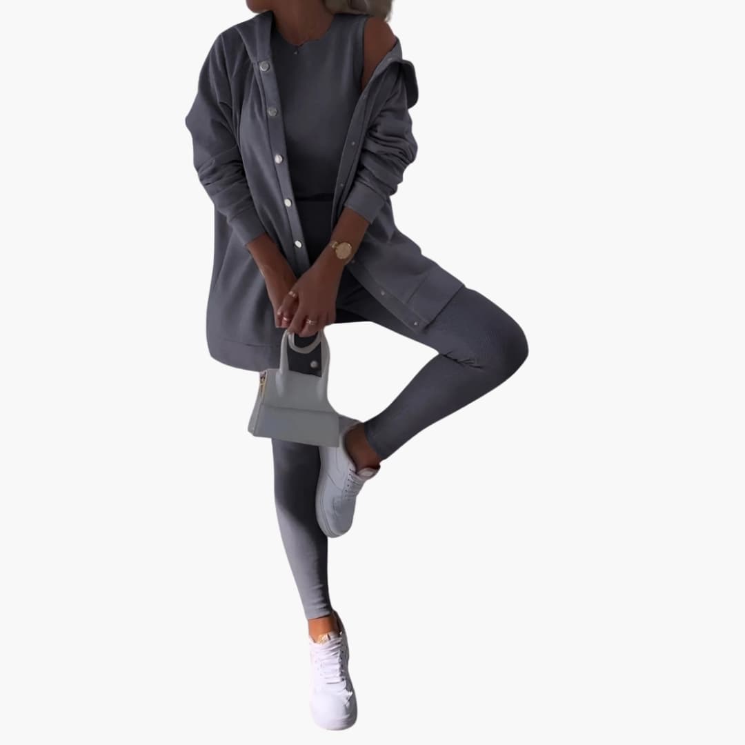 Damen Dreiteiliges Ensemble mit langem Hemd und enger Hose
