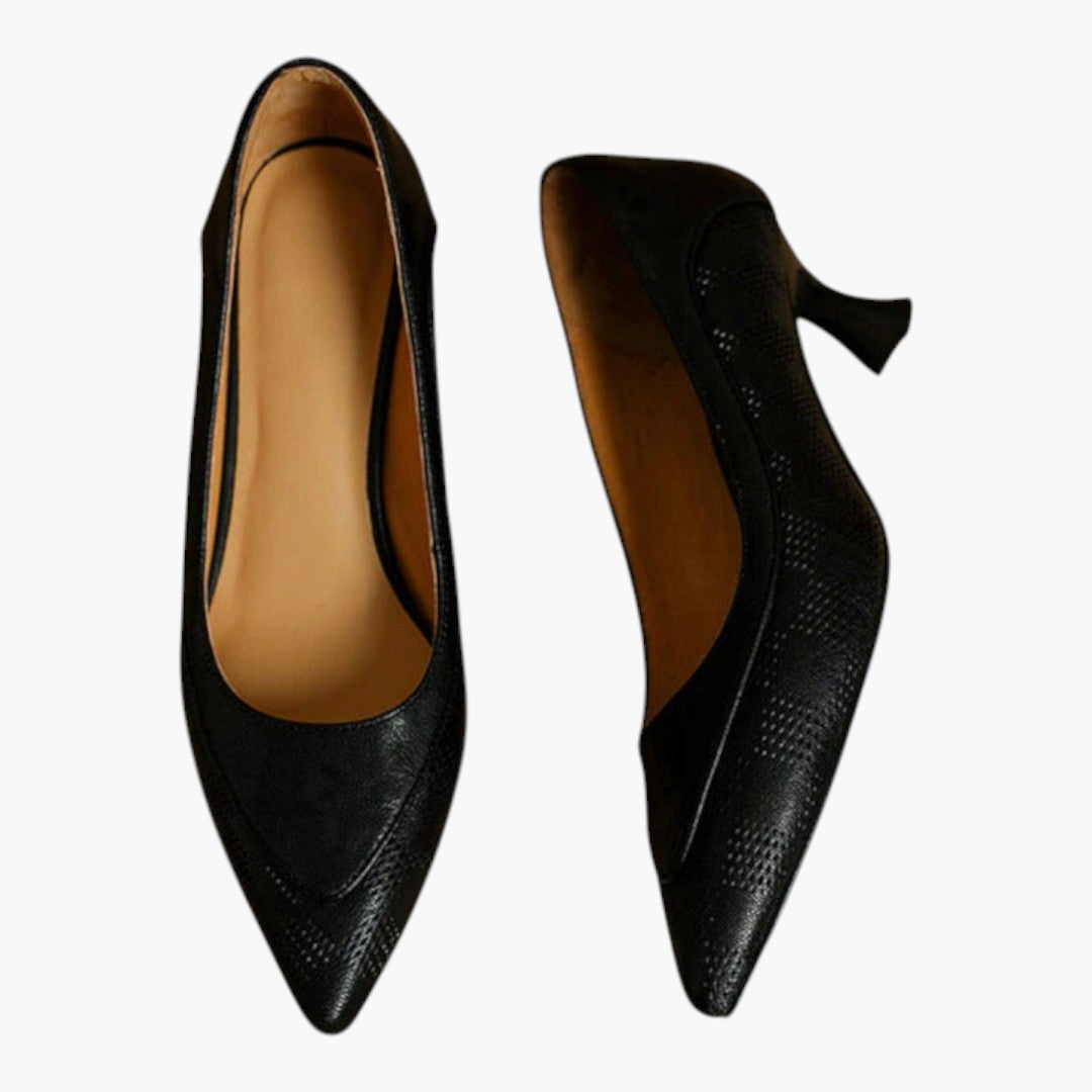 Escarpins femmes en cuir a semelle rembourrée et talons kitten