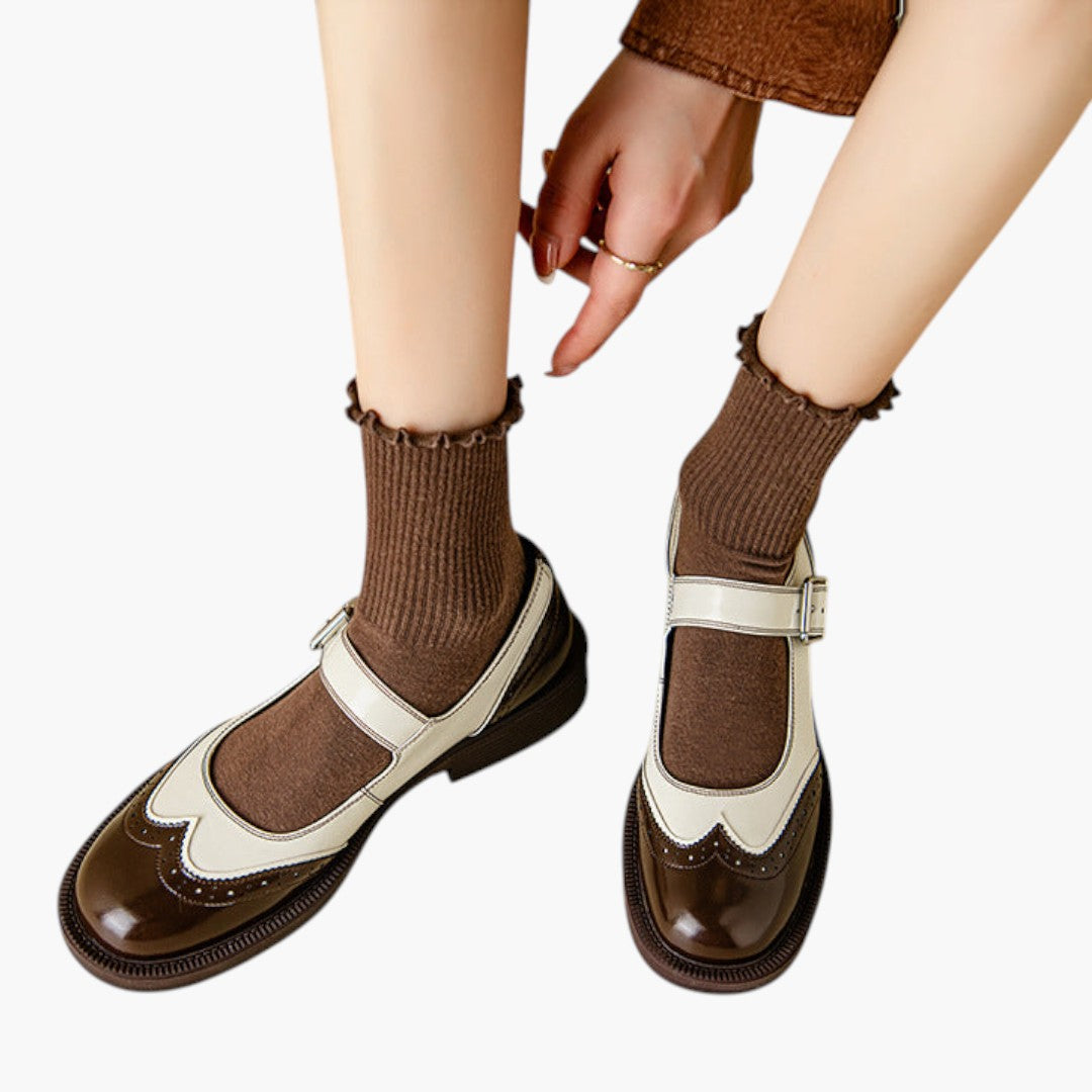 Femmes Chaussures Mary Jane a Bride et Brogue Talon Bas