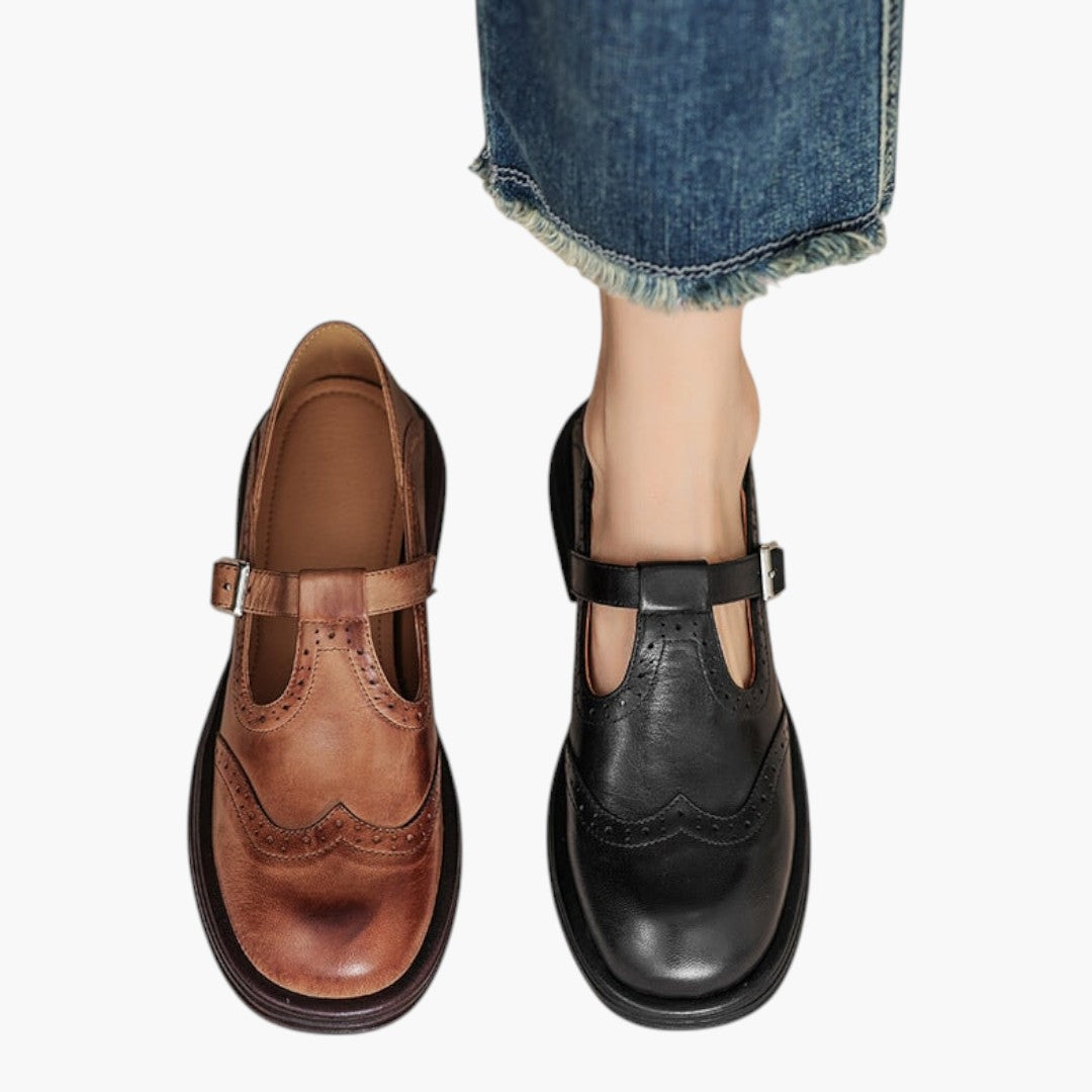 Femmes Chaussures Mary Jane avec Bride T et Brogue Talon