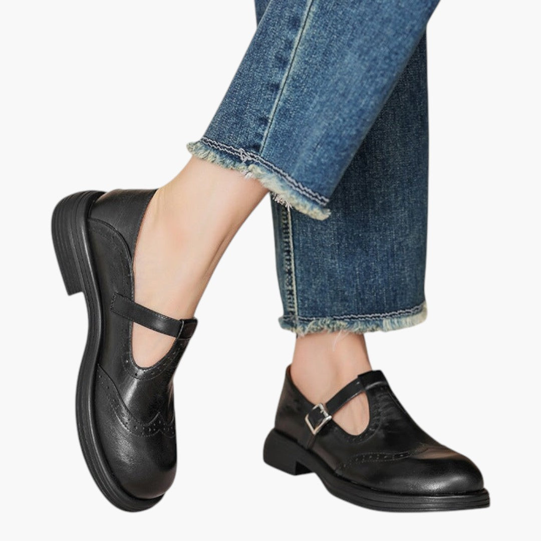 Femmes Chaussures Mary Jane avec Bride T et Brogue Talon