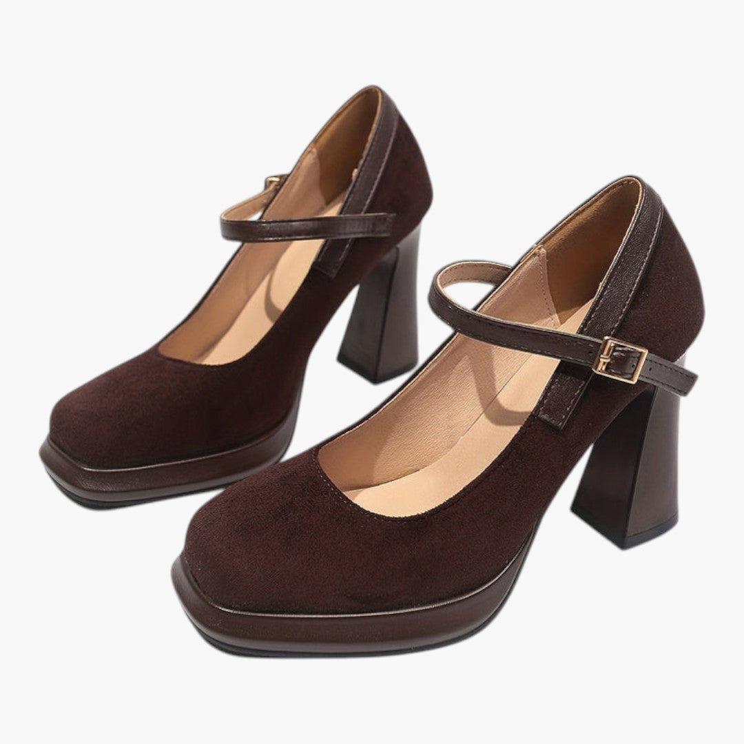 Femmes Chaussures Mary Jane avec Bride Unique et Bout Carré
