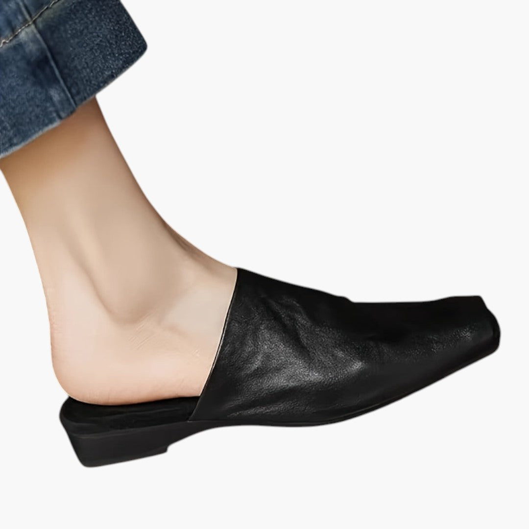 Scarpe da donna mule con punta quadrata e suola piatta