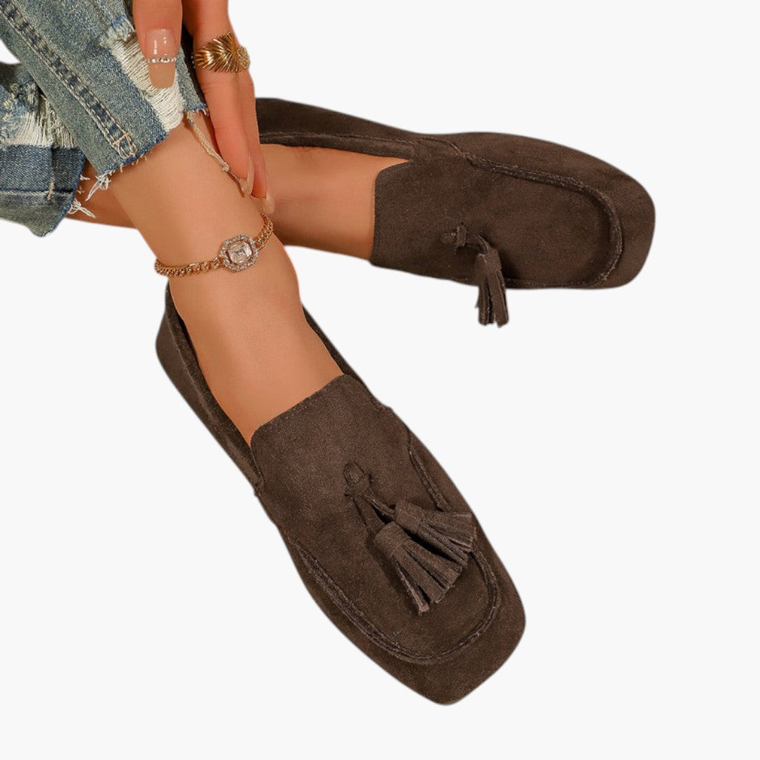 Femmes Confortables Chaussures Slip on avec Bout Rond et Gland