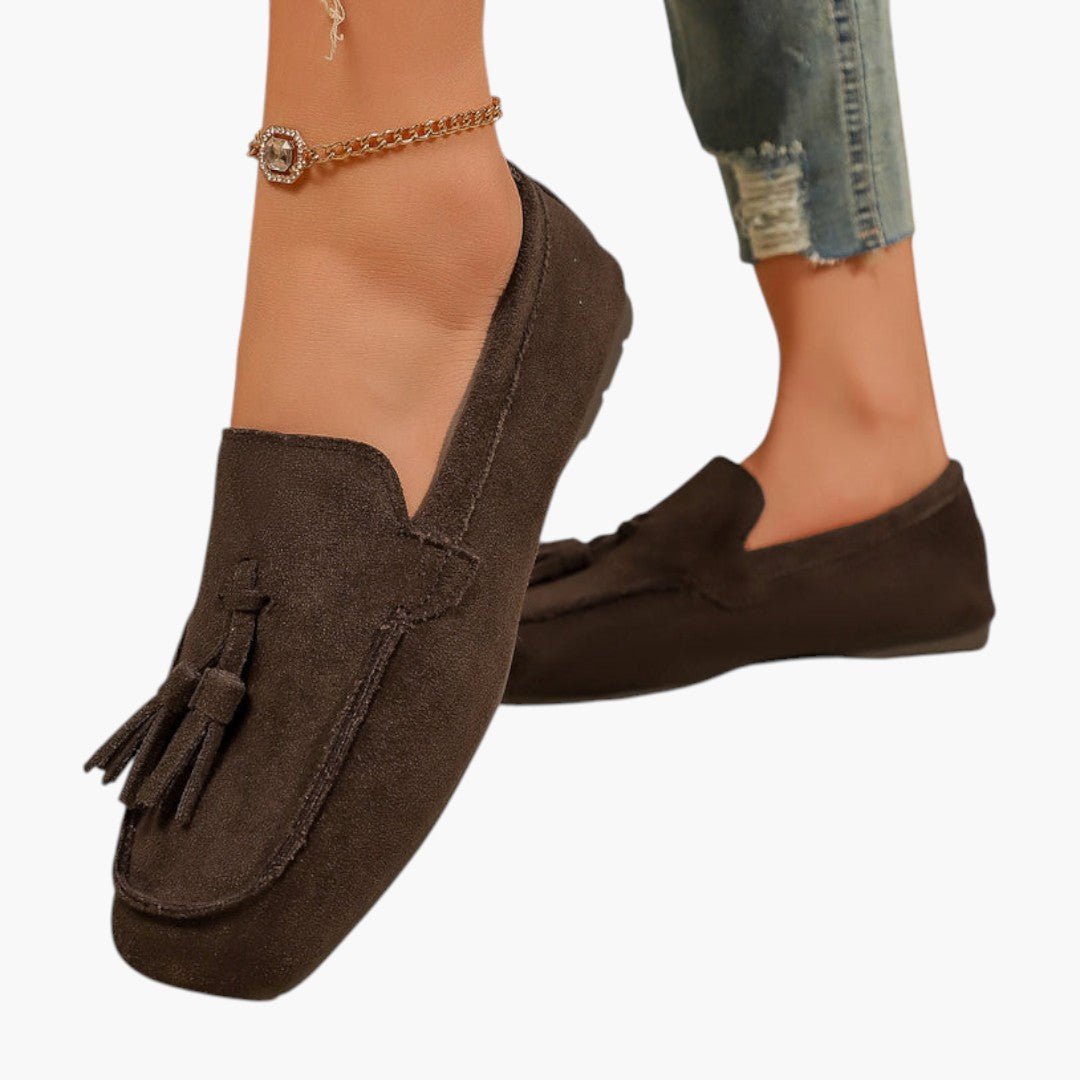 Femmes Confortables Chaussures Slip on avec Bout Rond et Gland