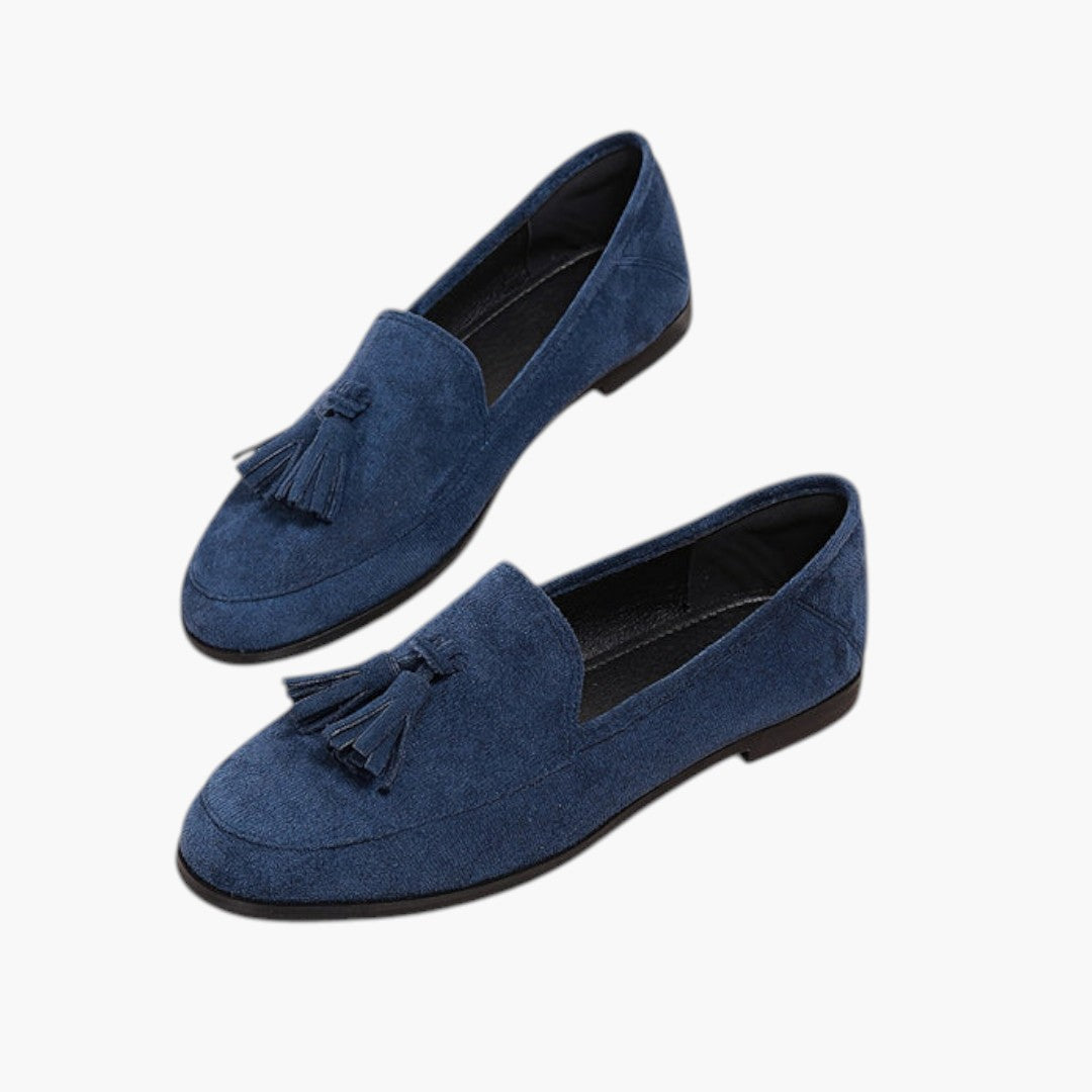 Femmes Mocassins Plats avec Pompon et Bout Rond