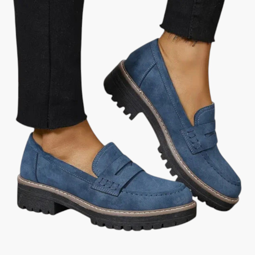 Femmes Mocassins avec Dessus en Suède et Semelle Antidérapante