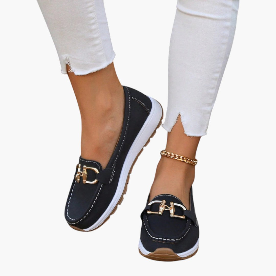 Femmes Mocassins avec Détail Métallique et Semelle Flexible