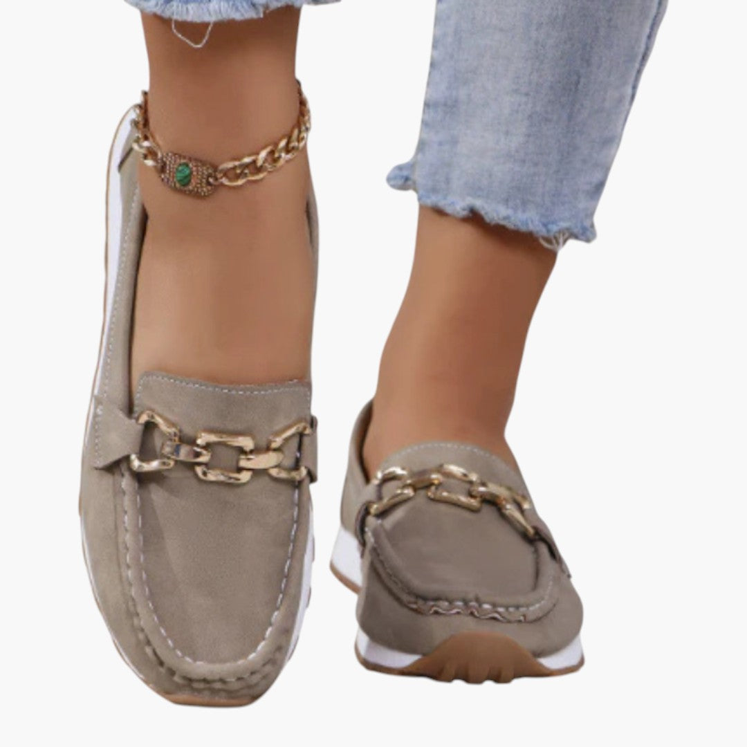 Femmes Mocassins avec Détail Métallique et Semelle Flexible