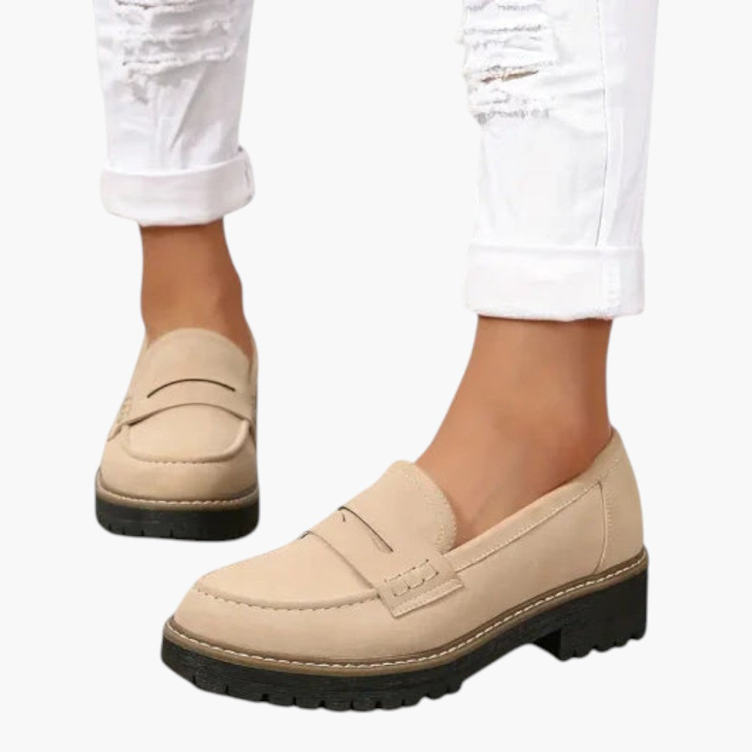 Femmes Mocassins en Suède a Semelle Antidérapante et Design Slip-On