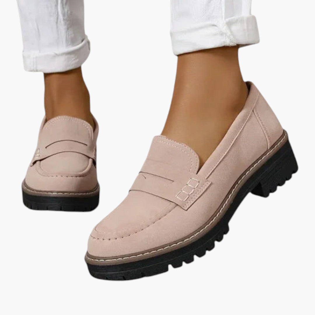 Femmes Mocassins en Suède a Semelle Antidérapante et Design Slip-On