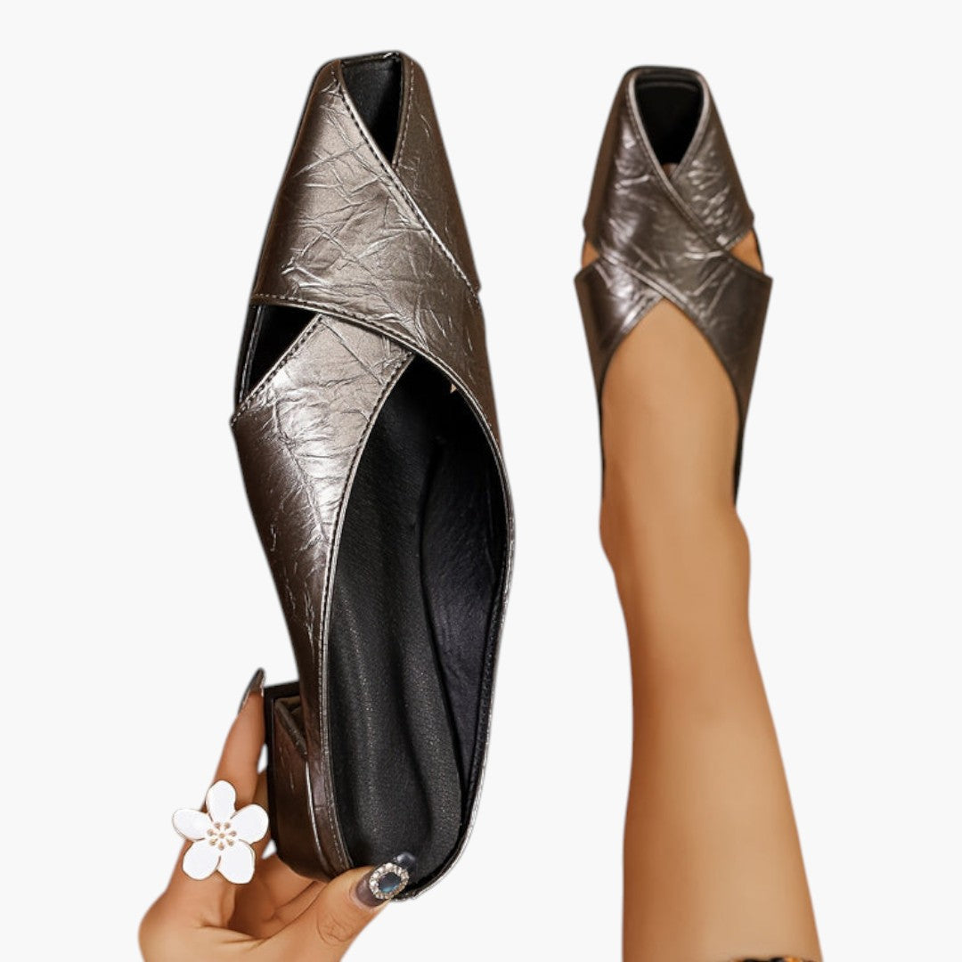 Femmes Mules Chaussures avec Bout Carré et Talon Bas