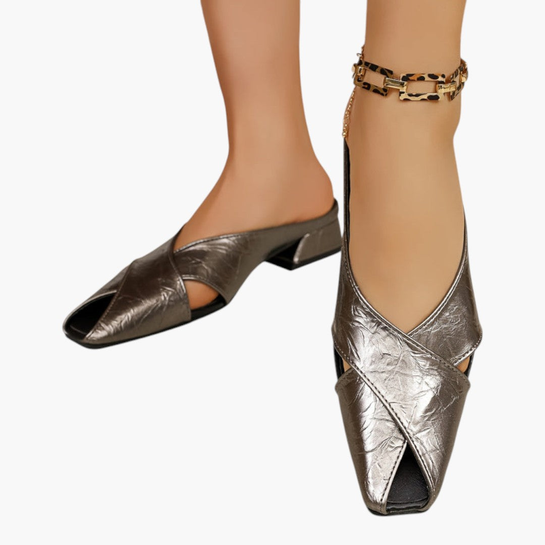 Femmes Mules Chaussures avec Bout Carré et Talon Bas