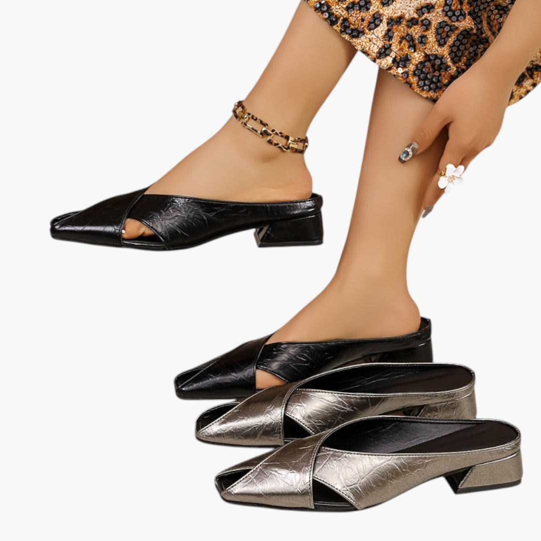 Femmes Mules Chaussures avec Bout Carré et Talon Bas