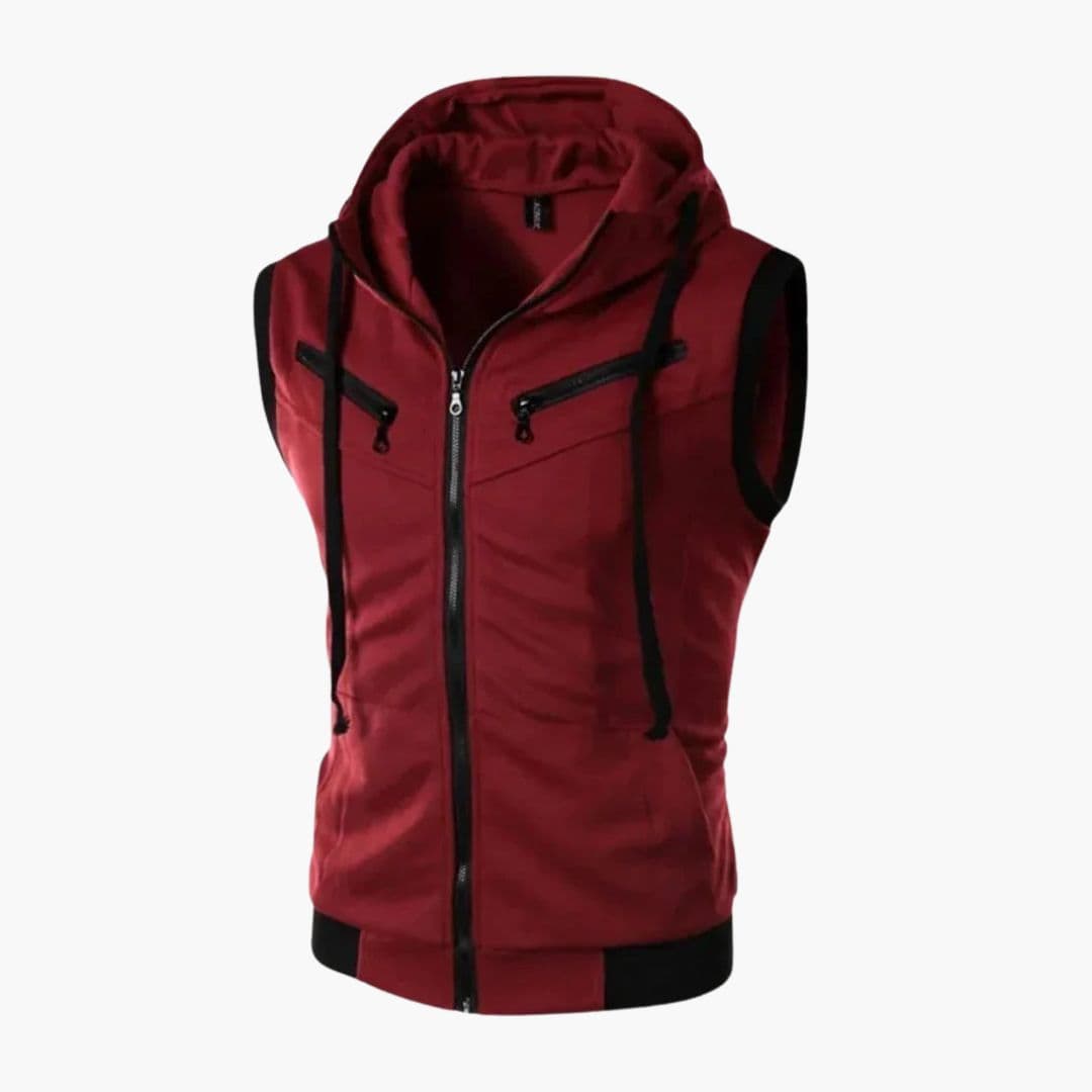 Gilet Homme Sans Manches à Capuche avec Zip