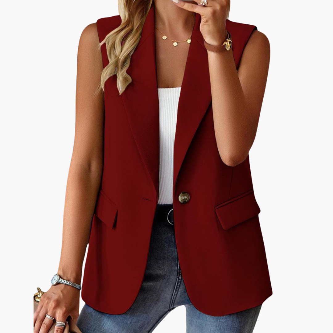 Gilet blazer femmes a col à revers et fermeture par bouton