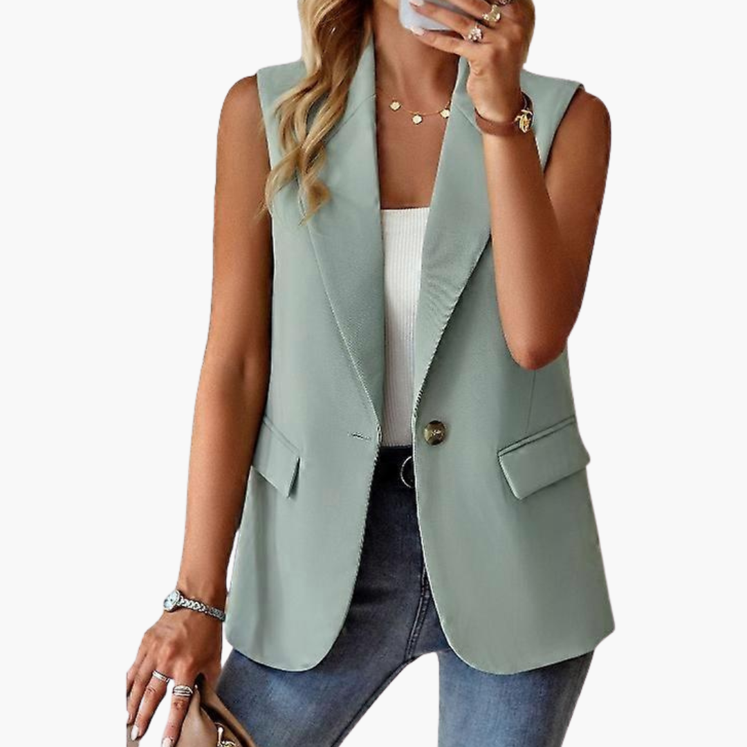 Gilet blazer femmes a col à revers et fermeture par bouton