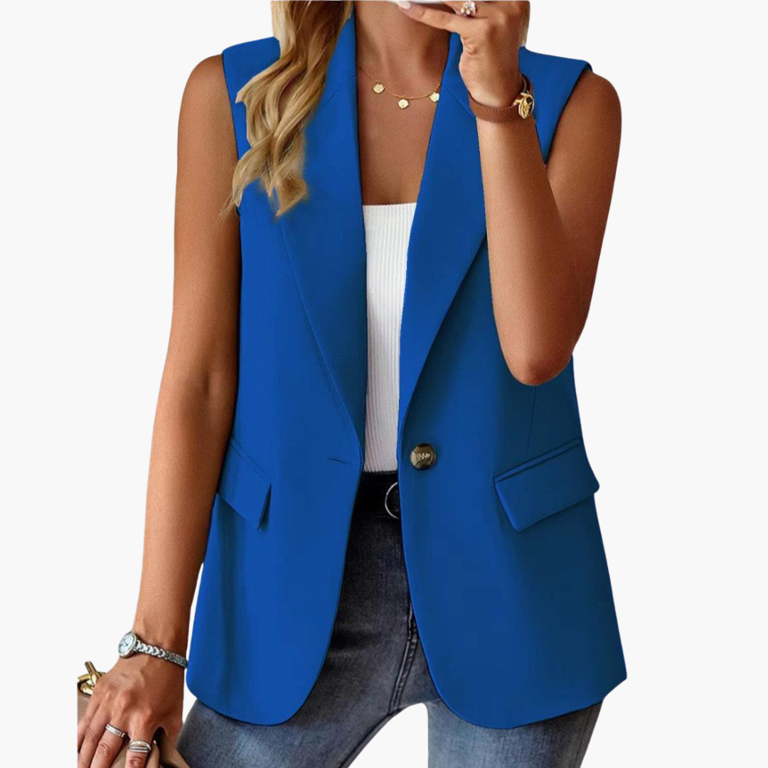 Gilet blazer femmes a col à revers et fermeture par bouton