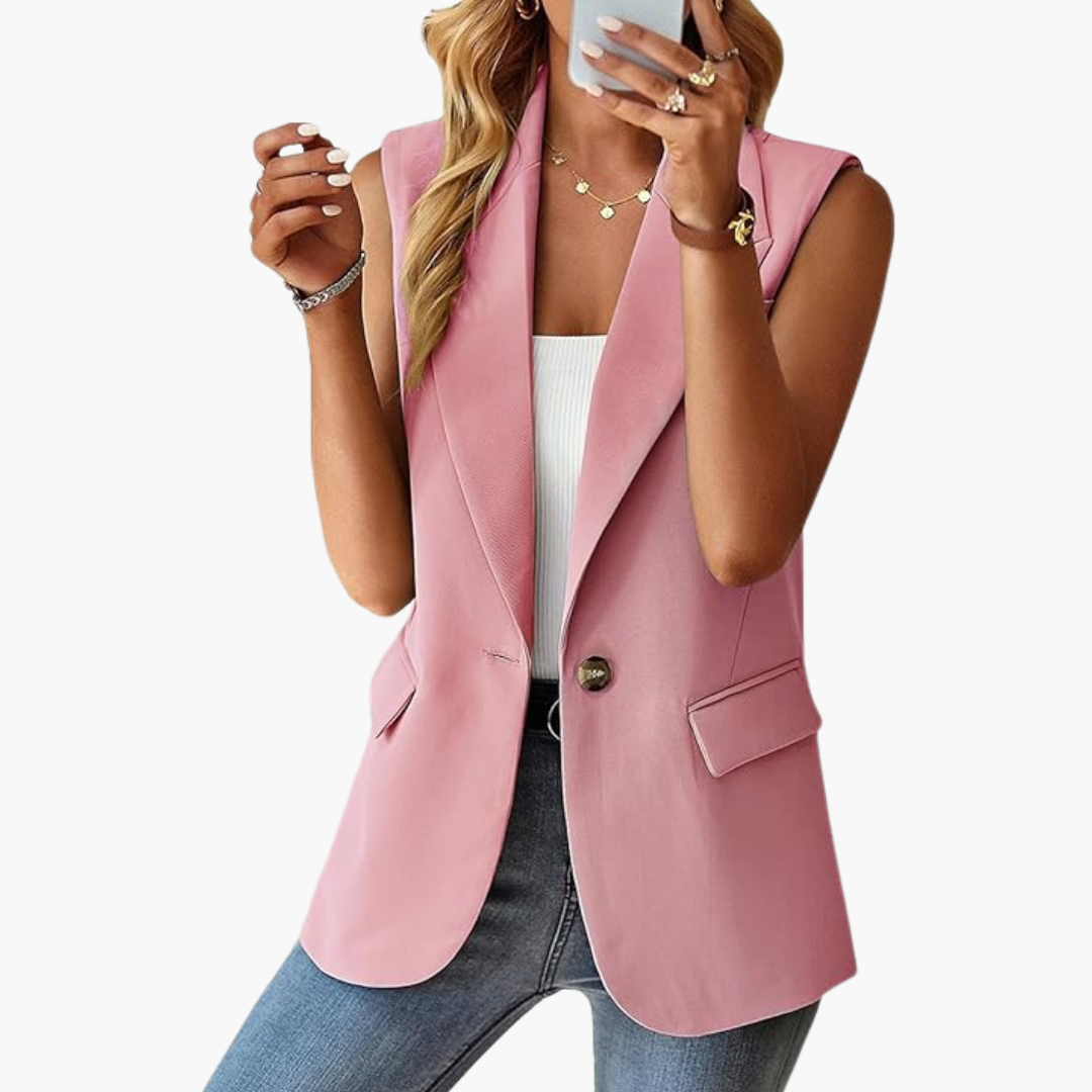 Gilet blazer femmes a col à revers et fermeture par bouton