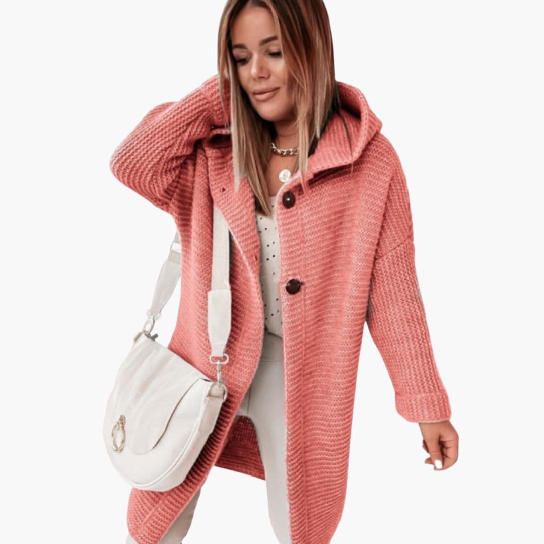 Gilet donna con cappuccio e apertura frontale