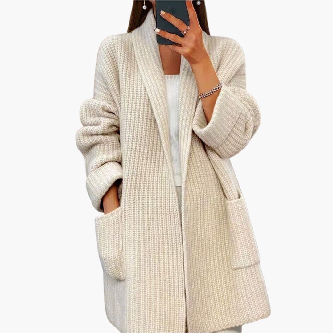 Gilet femme col V avec ouverture devant et poches plaquées
