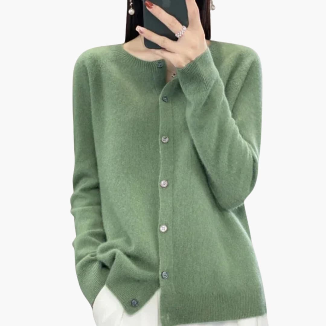 Gilet femme en maille avec col rond