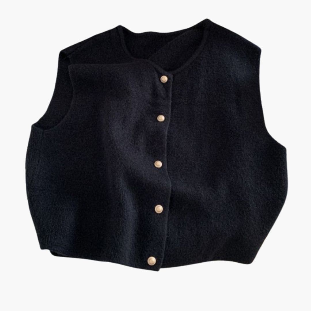 Gilet femme sans manches avec fermeture à boutons devant