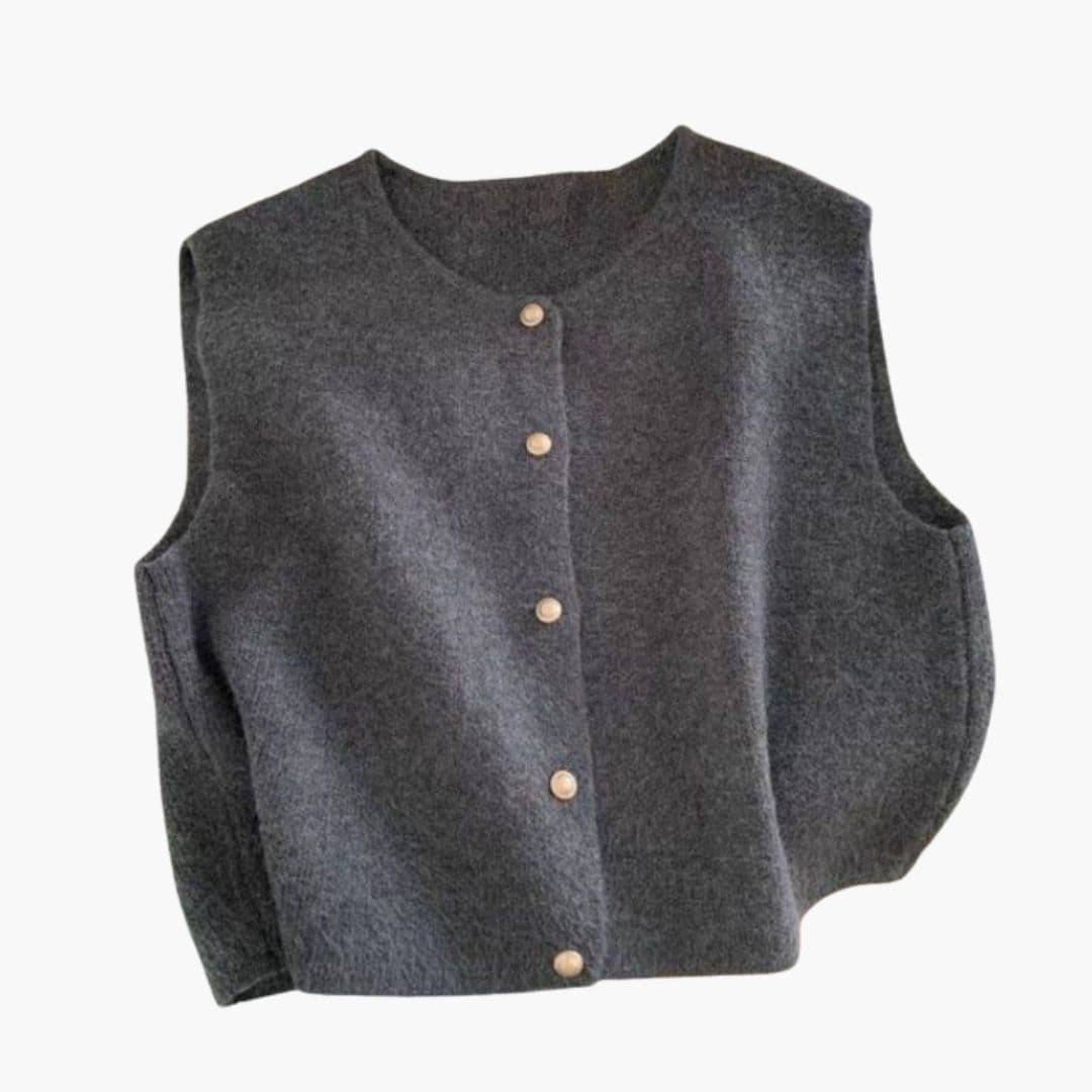 Gilet femme sans manches avec fermeture à boutons devant