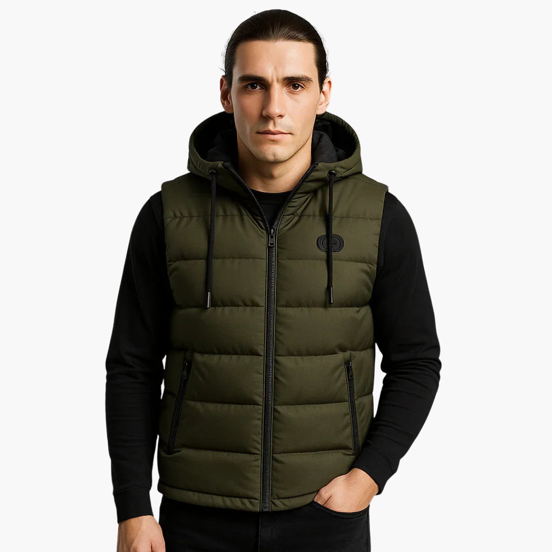 Gilet sans manches pour homme avec capuche et fermeture éclair