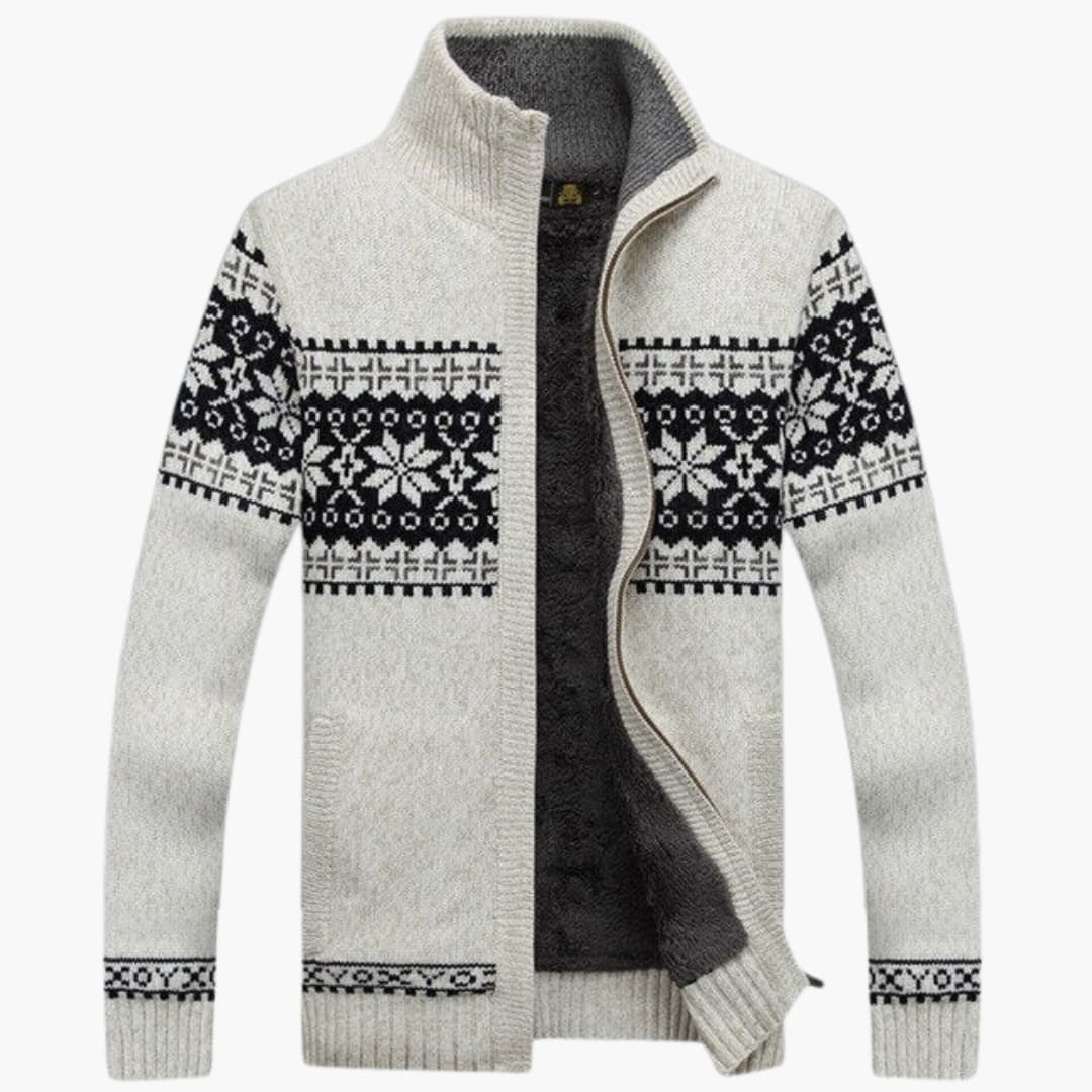 Gilet en maille pour homme avec fermeture éclair et manches longues