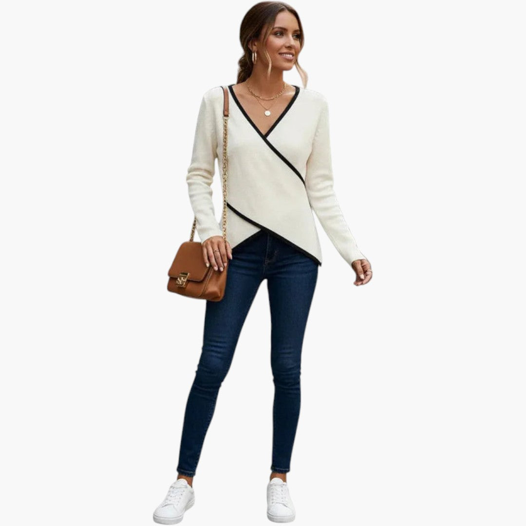 Top cache-cœur donna con scollo a V e chiusura incrociata
