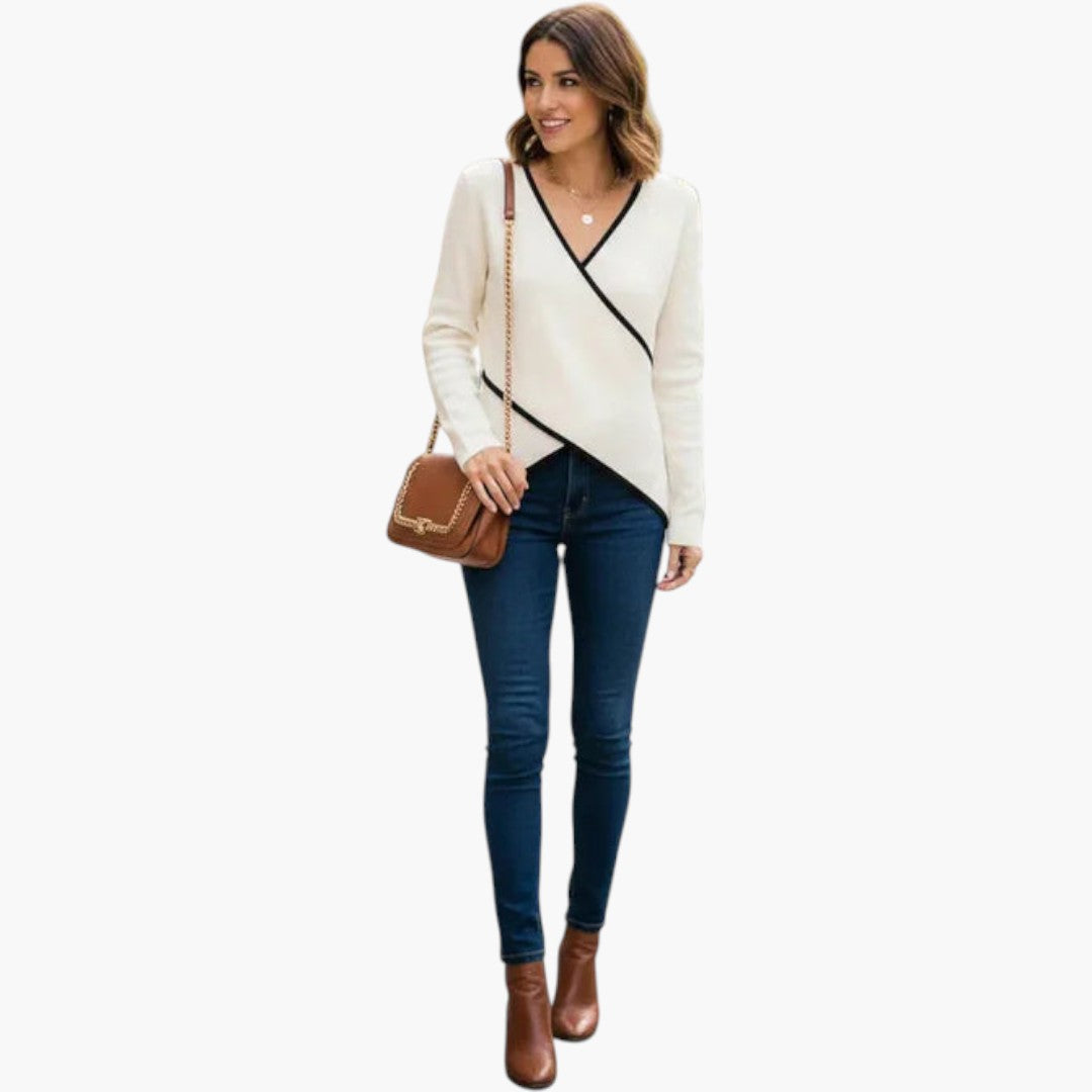 Top cache-cœur donna con scollo a V e chiusura incrociata