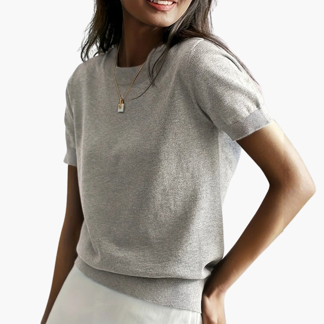 Haut Femme Manches Courtes avec Surface Légère et Coupe Ajustée