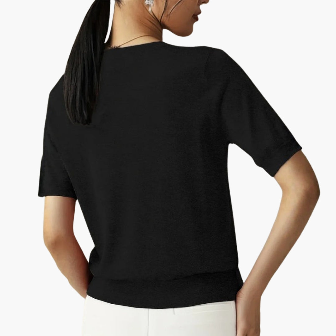 Haut Femme Manches Courtes avec Surface Légère et Coupe Ajustée