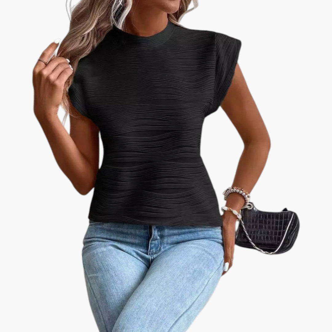 Maglia Donna con Collo Alto e Motivo in Rilievo
