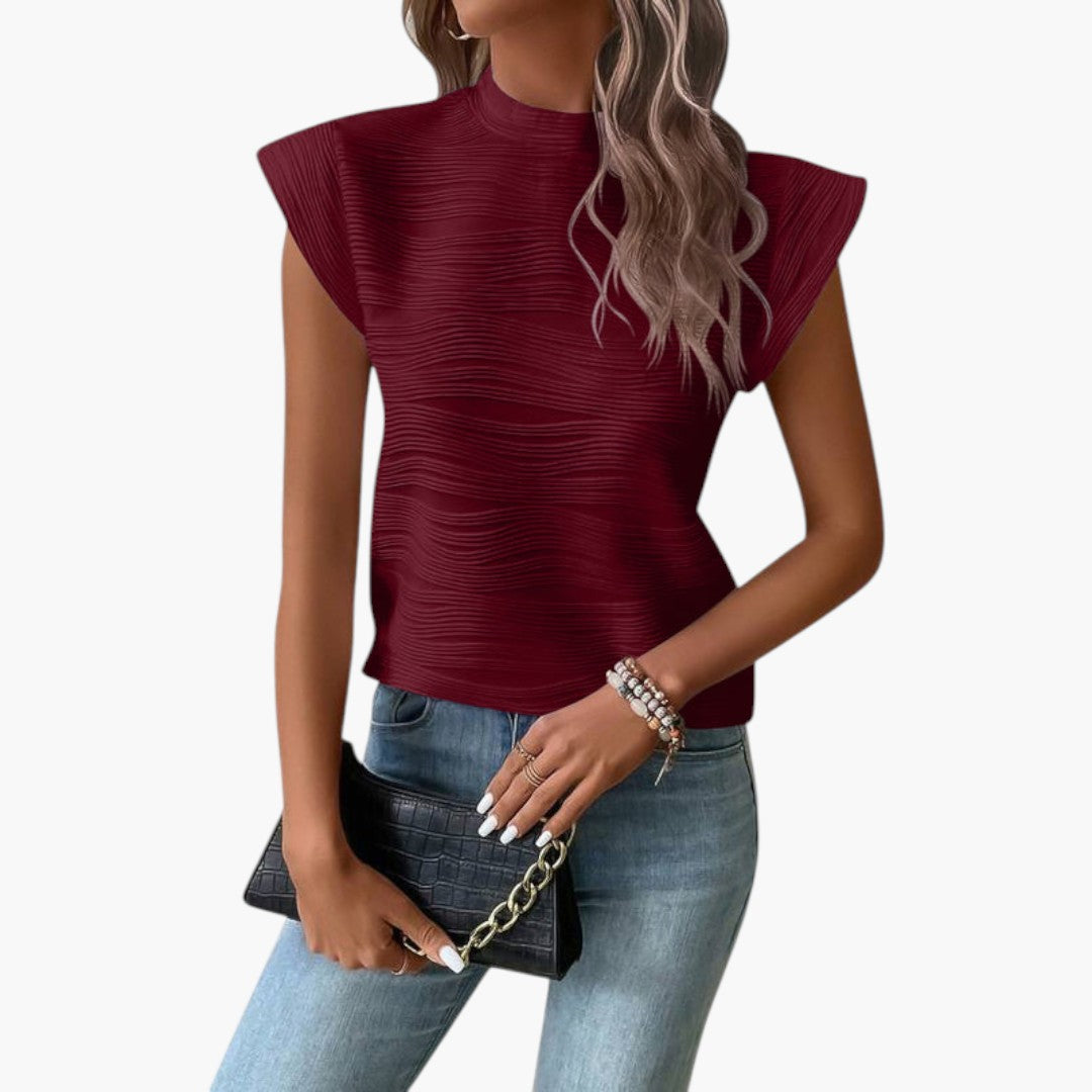 Maglia Donna con Collo Alto e Motivo in Rilievo
